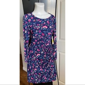 Size 6 Navy Floral Long Sleeve Faux Wrap Eliza J day dress